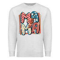 Oatmeal Heather 4th of July mama with lightning bolt Premium Sweatshirt - FaDigitalArtStudio