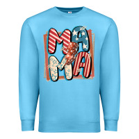 Ocean Blue 4th of July mama with lightning bolt Premium Sweatshirt - FaDigitalArtStudio