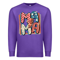 Purple 4th of July mama with lightning bolt Premium Sweatshirt - FaDigitalArtStudio
