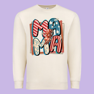 4th Of July Mama With Lightning Bolt Premium Sweatshirt Designed By Fadigitalartstudio