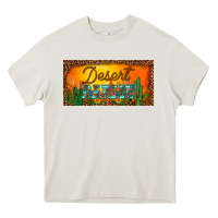 Cream western desert darlin sunset cactus leopard serape   license plate tem Heavy Core Tee - BarkalooDesign