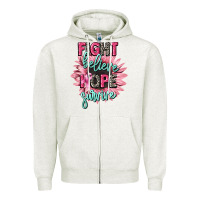 Oatmeal Heather fight believe hope survive cancer awareness Zipper Hoodie - CowGirlArtShop