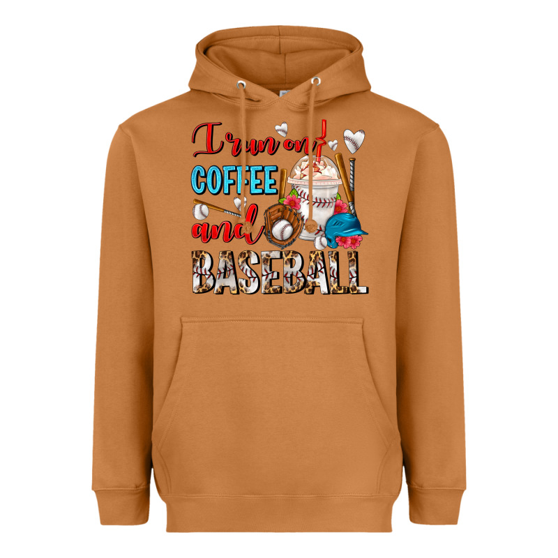 I Run On Coffee And Baseball Frappe Heavyweight Hoodie by FaDigitalArtStudio | Teevron