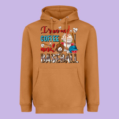 I Run On Coffee And Baseball Frappe Heavyweight Hoodie Designed By Fadigitalartstudio