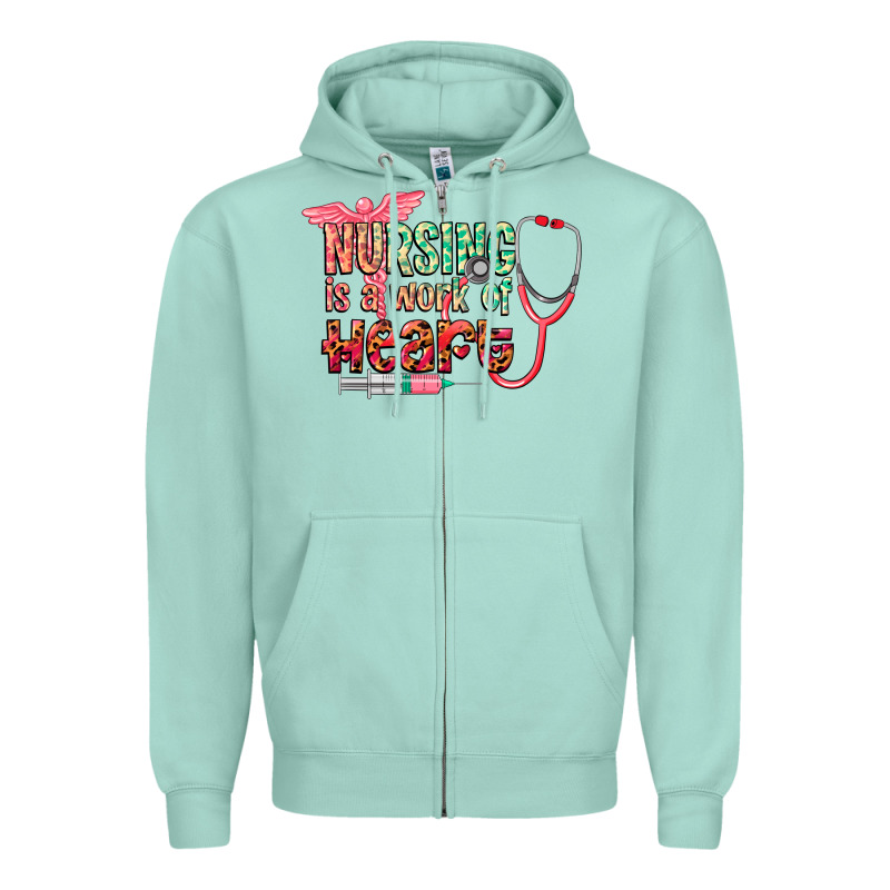 Nursing Is A Work Of Heart Zipper Hoodie by CowGirlArtShop | Teevron