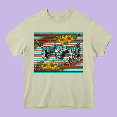 Western Cow Serape Leopard Sunflowers Mousepad Heavy Core Tee Designed By Barkaloodesign