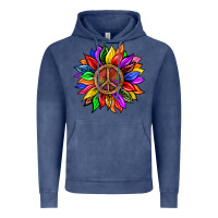 Vintage Denim Pride LGBTQ+ Sunflower With Peace Vintage Hoodie - BundleAndBundleShop