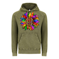 Vintage Olive Pride LGBTQ+ Sunflower With Peace Vintage Hoodie - BundleAndBundleShop
