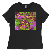 Black mardi gras carnival masks and fleur de lis Ladies Tee - Jasminsmagicworld