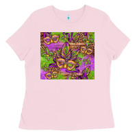 Bubblegum Pink mardi gras carnival masks and fleur de lis Ladies Tee - Jasminsmagicworld