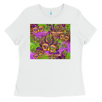 White mardi gras carnival masks and fleur de lis Ladies Tee - Jasminsmagicworld