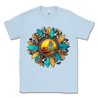 Dusty Blue sunset sunflower Classic Tee - JahusDesignShop