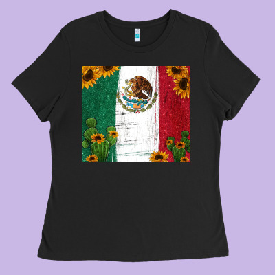 Cactus Sunflower Mexican Flag Z Ladies Tee Designed By Jasminsmagicworld