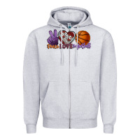 Heather Grey peace love basketball Zipper Hoodie - HowdyJamesFarm