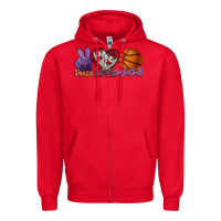 Red peace love basketball Zipper Hoodie - HowdyJamesFarm