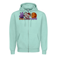 Seafoam peace love basketball Zipper Hoodie - HowdyJamesFarm