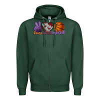 Sports Green peace love basketball Zipper Hoodie - HowdyJamesFarm