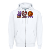 White peace love basketball Zipper Hoodie - HowdyJamesFarm