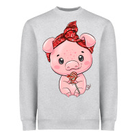Heather Grey cute pig Heavyweight Sweatshirt - texasbilliewilder