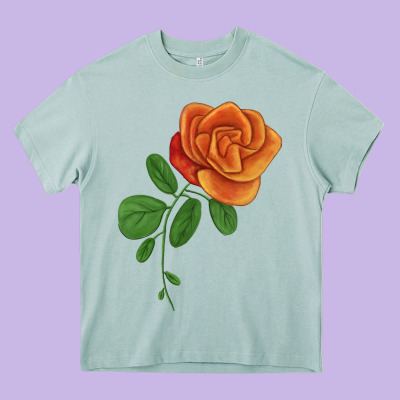 Burst Of Joy Rose Heavy Core Tee Designed By Lillyallendesigns