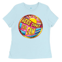 Baby Blue Here comes the sun Ladies Tee - NancyCooperArtShop
