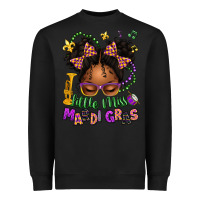 Black little miss mardi gras afro messy bun kid Heavyweight Sweatshirt - texasbilliewilder