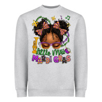 Heather Grey little miss mardi gras afro messy bun kid Heavyweight Sweatshirt - texasbilliewilder