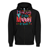 Black I love you to the moon and back Valentine's Day Zipper Hoodie - HowdyJamesFarm