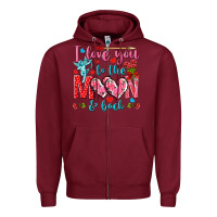 Burgundy I love you to the moon and back Valentine's Day Zipper Hoodie - HowdyJamesFarm