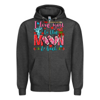 Charcoal Heather I love you to the moon and back Valentine's Day Zipper Hoodie - HowdyJamesFarm