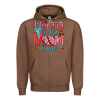 Chestnut I love you to the moon and back Valentine's Day Zipper Hoodie - HowdyJamesFarm