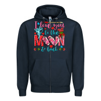 Navy I love you to the moon and back Valentine's Day Zipper Hoodie - HowdyJamesFarm