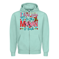 Seafoam I love you to the moon and back Valentine's Day Zipper Hoodie - HowdyJamesFarm