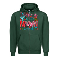 Sports Green I love you to the moon and back Valentine's Day Zipper Hoodie - HowdyJamesFarm