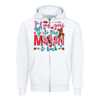 White I love you to the moon and back Valentine's Day Zipper Hoodie - HowdyJamesFarm