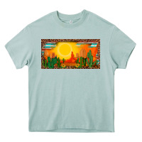Arona western  sunset cactus leopard serape   license plate template Heavy Core Tee - BarkalooDesign