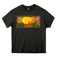 Asphalt western  sunset cactus leopard serape   license plate template Heavy Core Tee - BarkalooDesign