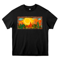 Black western  sunset cactus leopard serape   license plate template Heavy Core Tee - BarkalooDesign