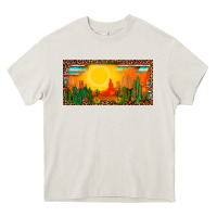 Cream western  sunset cactus leopard serape   license plate template Heavy Core Tee - BarkalooDesign
