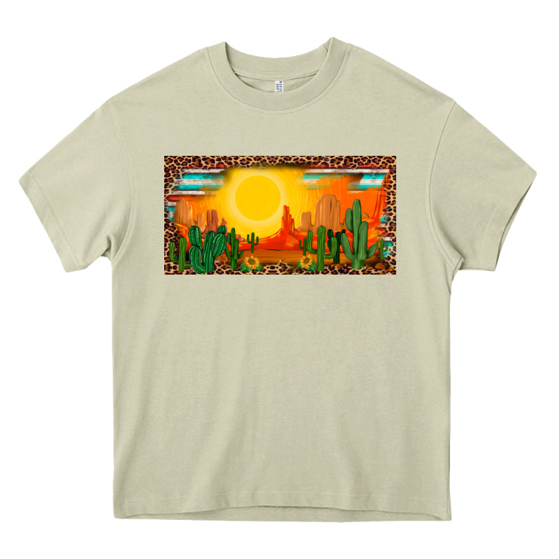 Western  Sunset Cactus Leopard Serape   License Plate Template Heavy Core Tee by BarkalooDesign | Teevron