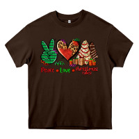 Chocolate Brown peace love Christmas cakes Heavy Core Tee - AdoDesignShop
