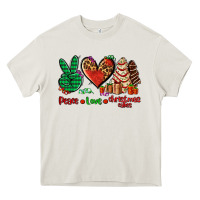 Cream peace love Christmas cakes Heavy Core Tee - AdoDesignShop