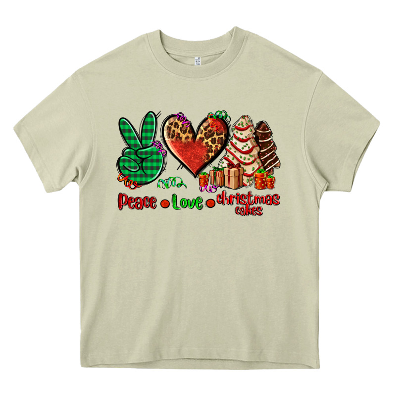 Peace Love Christmas Cakes Heavy Core Tee by AdoDesignShop | Teevron