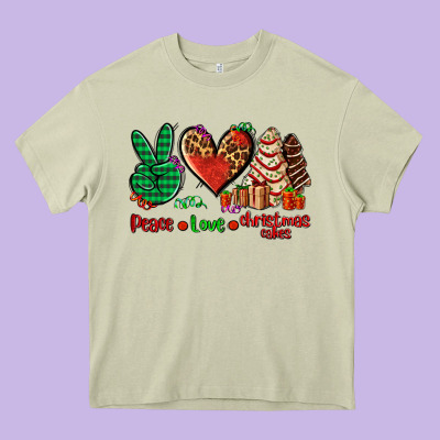 Peace Love Christmas Cakes Heavy Core Tee Designed By Adodesignshop