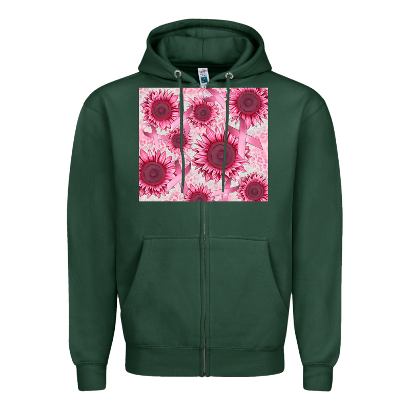 Breast Cancer Sunflower Zipper Hoodie by CowGirlArtShop | Teevron