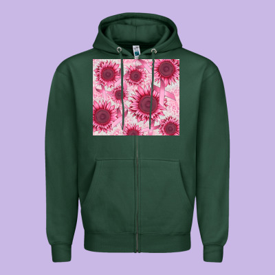 Breast Cancer Sunflower Zipper Hoodie Designed By Cowgirlartshop
