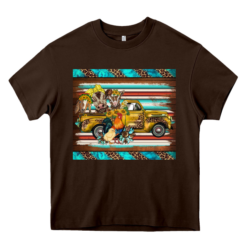 Western Truck Farm Animals Serape Leopard Turquoise's Heavy Core Tee by BarkalooDesign | Teevron