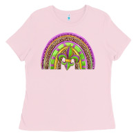 Bubblegum Pink mardi gras rainbow Ladies Tee - Jasminsmagicworld