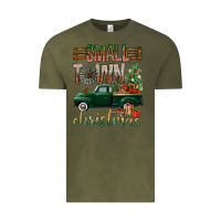 Vintage Olive Small Town Christmas With Truck Vintage Tee - BundleAndBundleShop