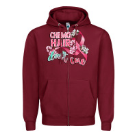 Burgundy chemo hair dont care Zipper Hoodie - CowGirlArtShop